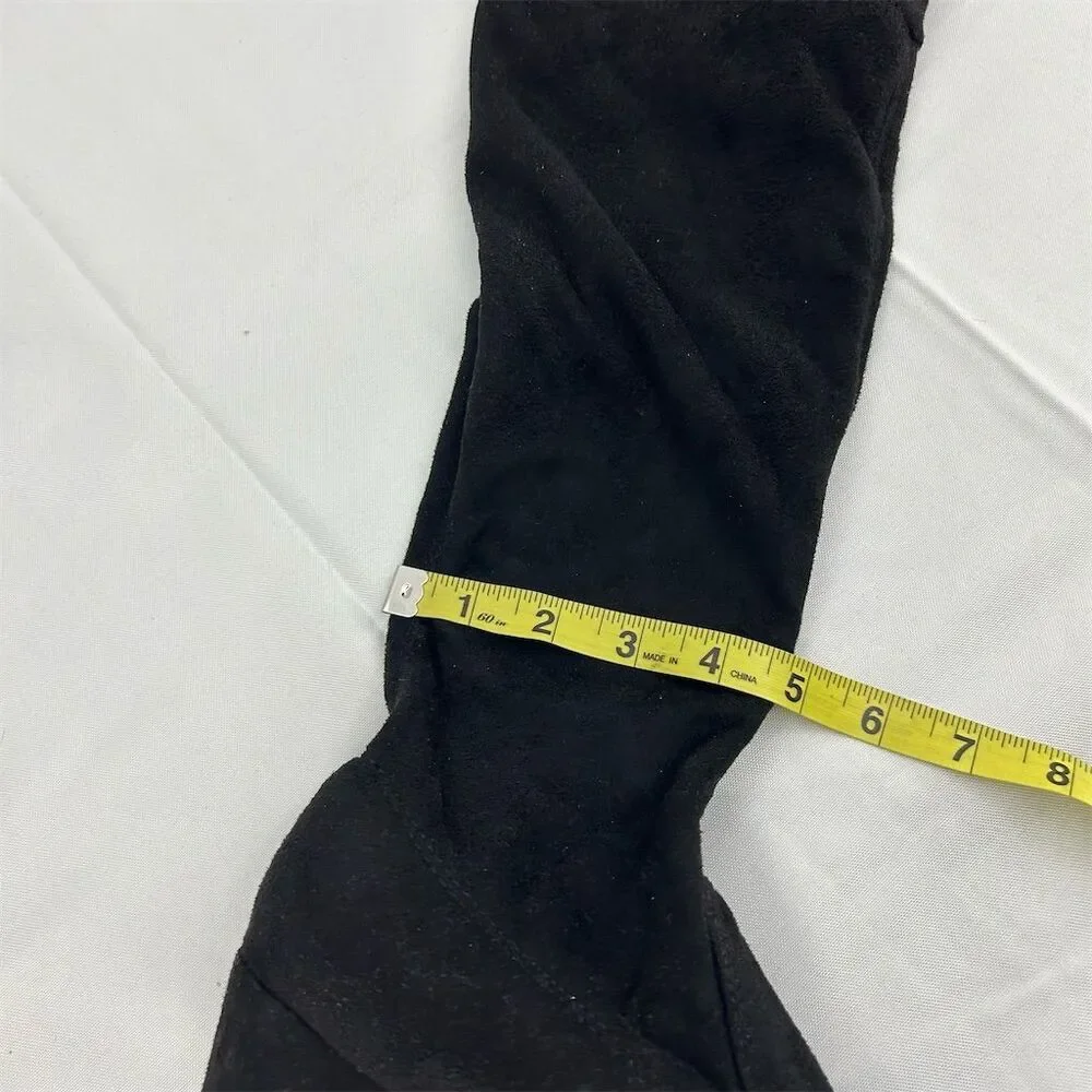 Women's Black Over-The-Knee Boots Size 8.5 Block Heels Fall Fashion Fleece Lined